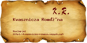 Kvasznicza Romána névjegykártya